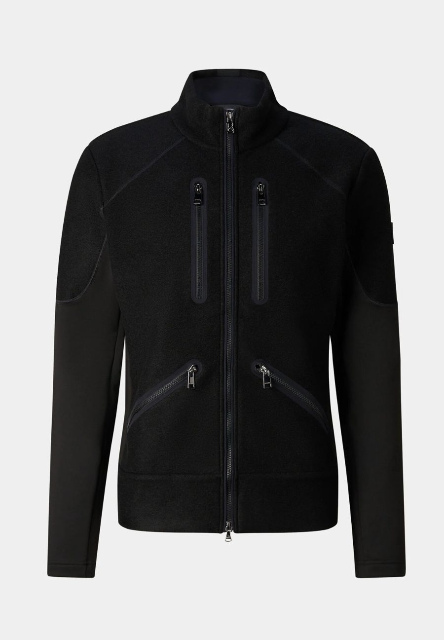 Veste zippée noire bimatière à poches zippées