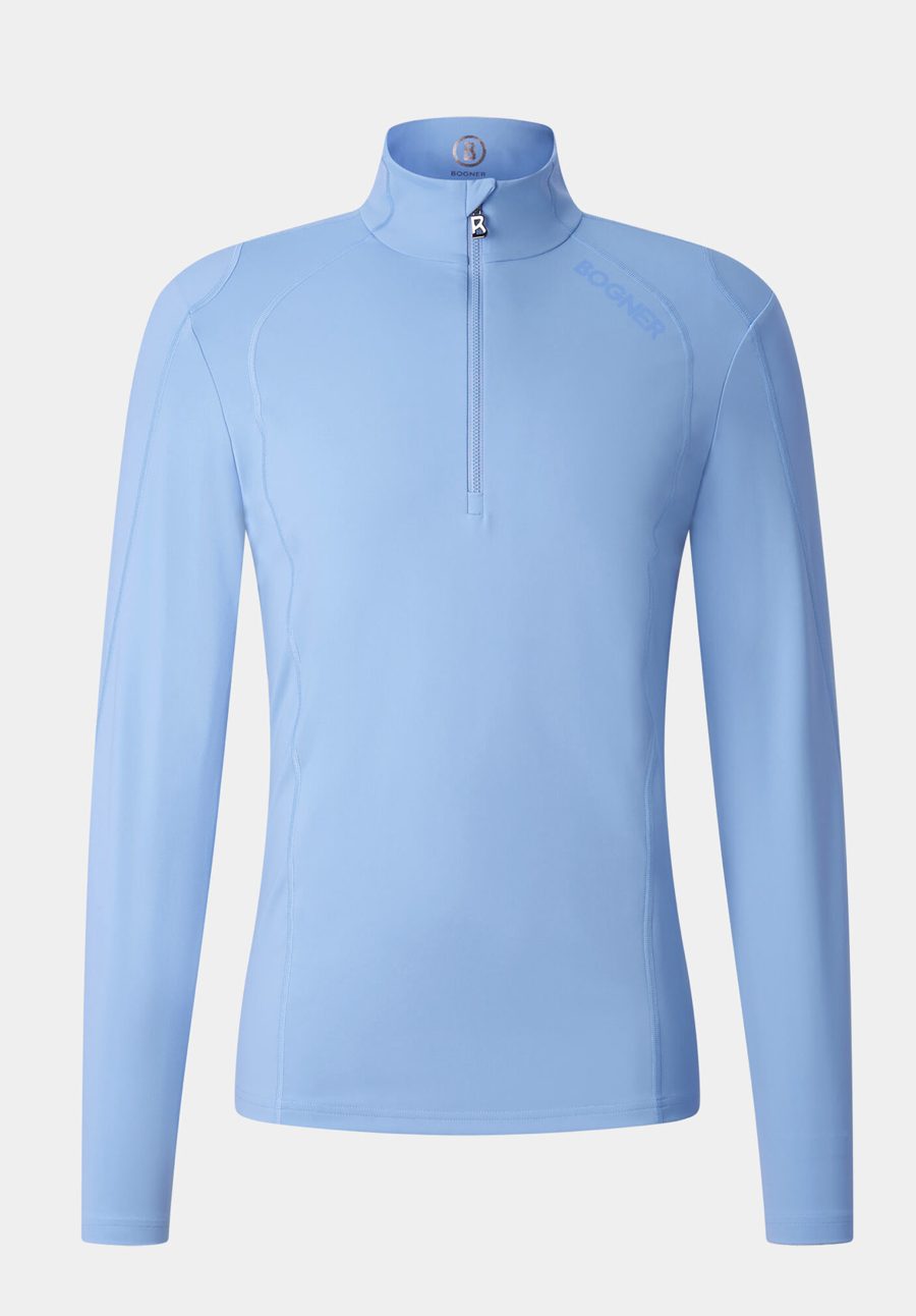 Sous-pull technique demi-zip bleu ciel siglé