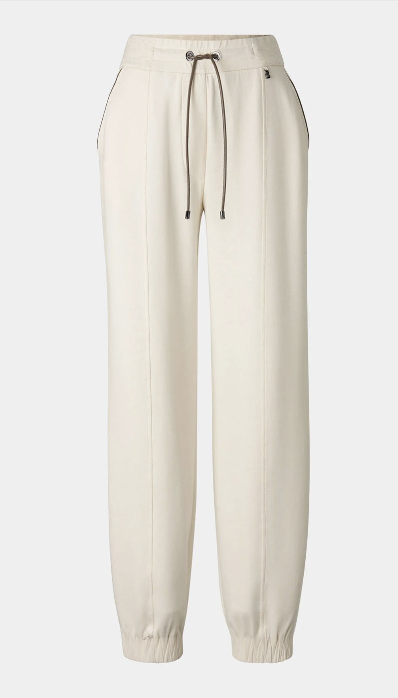 Pantalon de jogging blanc cassé à cordon et chevilles froncées