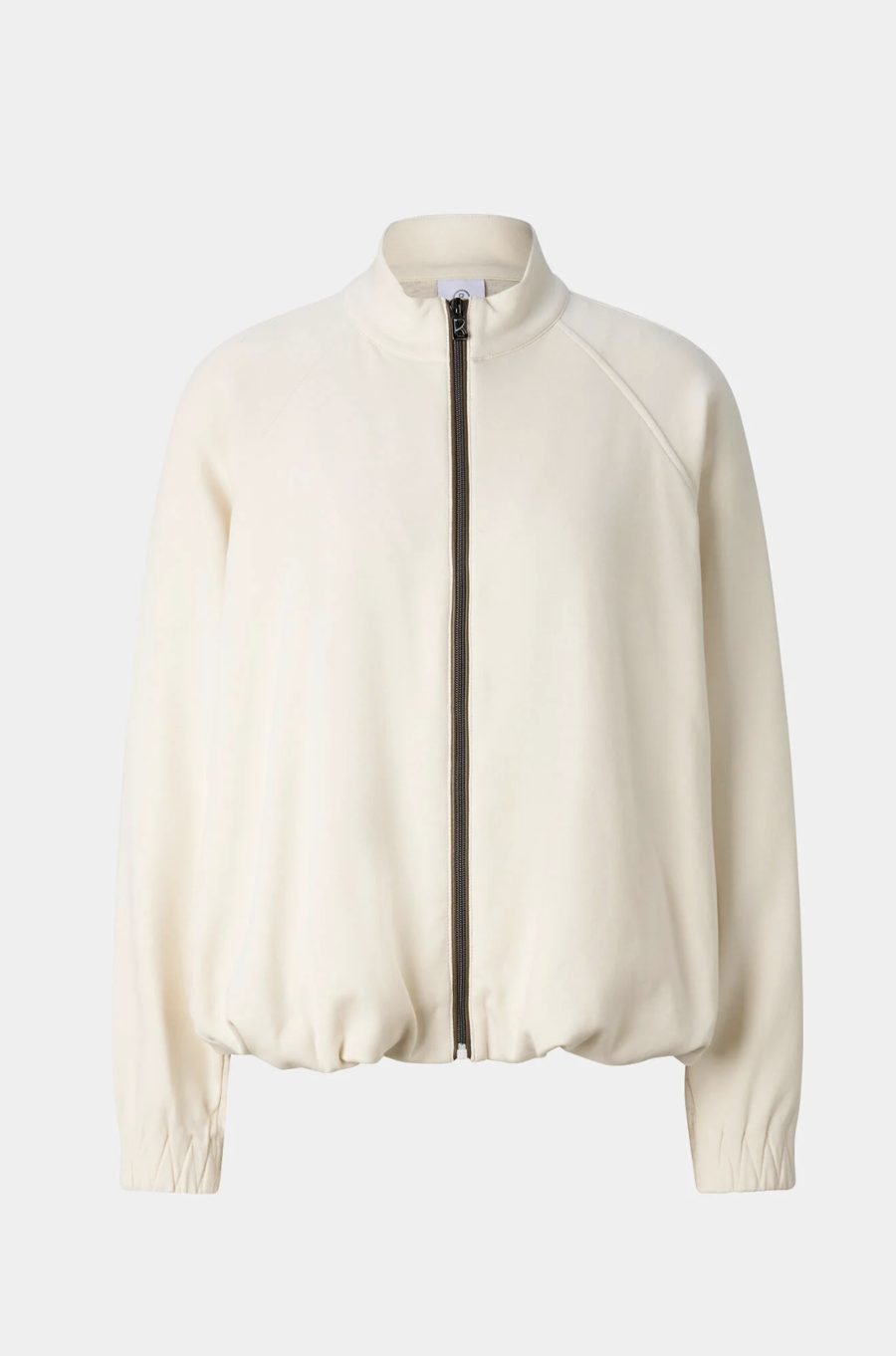 Veste zippée en jersey blanc cassé à col montant