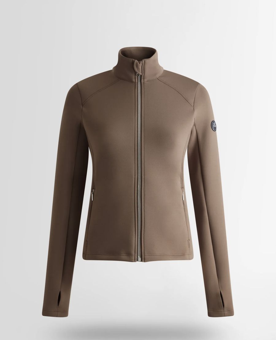Veste stretch zippée taupe à passe-pouces