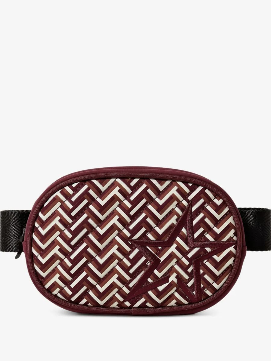 Sac banane matelassé à chevrons bordeaux et étoile brodée